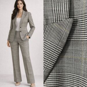 Worthington Women’s Houndstooth Plaid Suit Jacket Pants Light Academia Office 14